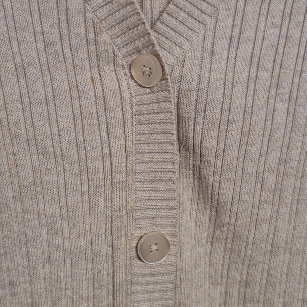 Croft & Barrow Luxe Ribbed Knit Cardigan Beige XL Minimalist Capsule Top - Picture 5 of 6